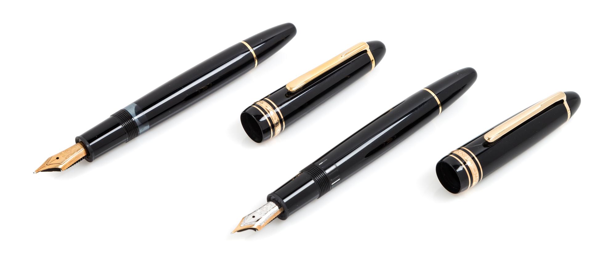 A Pair of Montblanc Meisterstuck '146' Fountain Pens Length 5 1/2 inches.