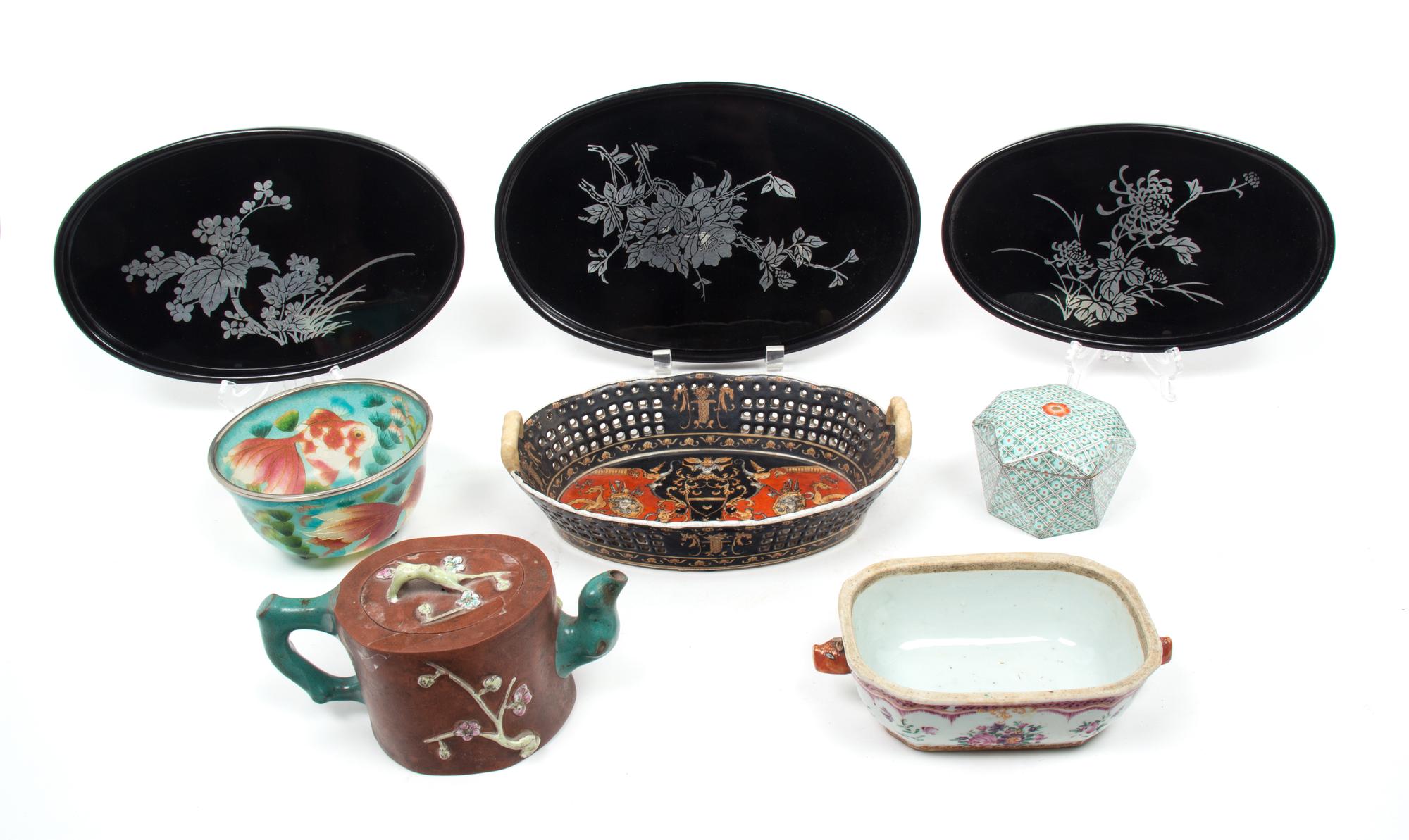 Eight Miscellaneous Asian Articles Length of largest tray 12 inches. — 20TH CENTURY