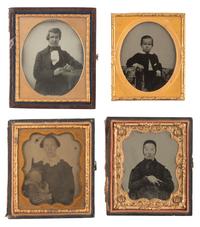 [EARLY PHOTOGRAPHY]. 40 assorted sixth and ninth plate ambrotype and tintype portraits of men, women, and children, incl. example by GUTEKUNST.