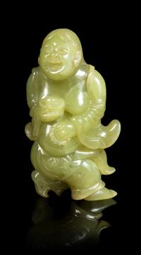 A Chinese Green Jade Figure of an Immortal Height 3 1/8 inches. — 20TH CENTURY