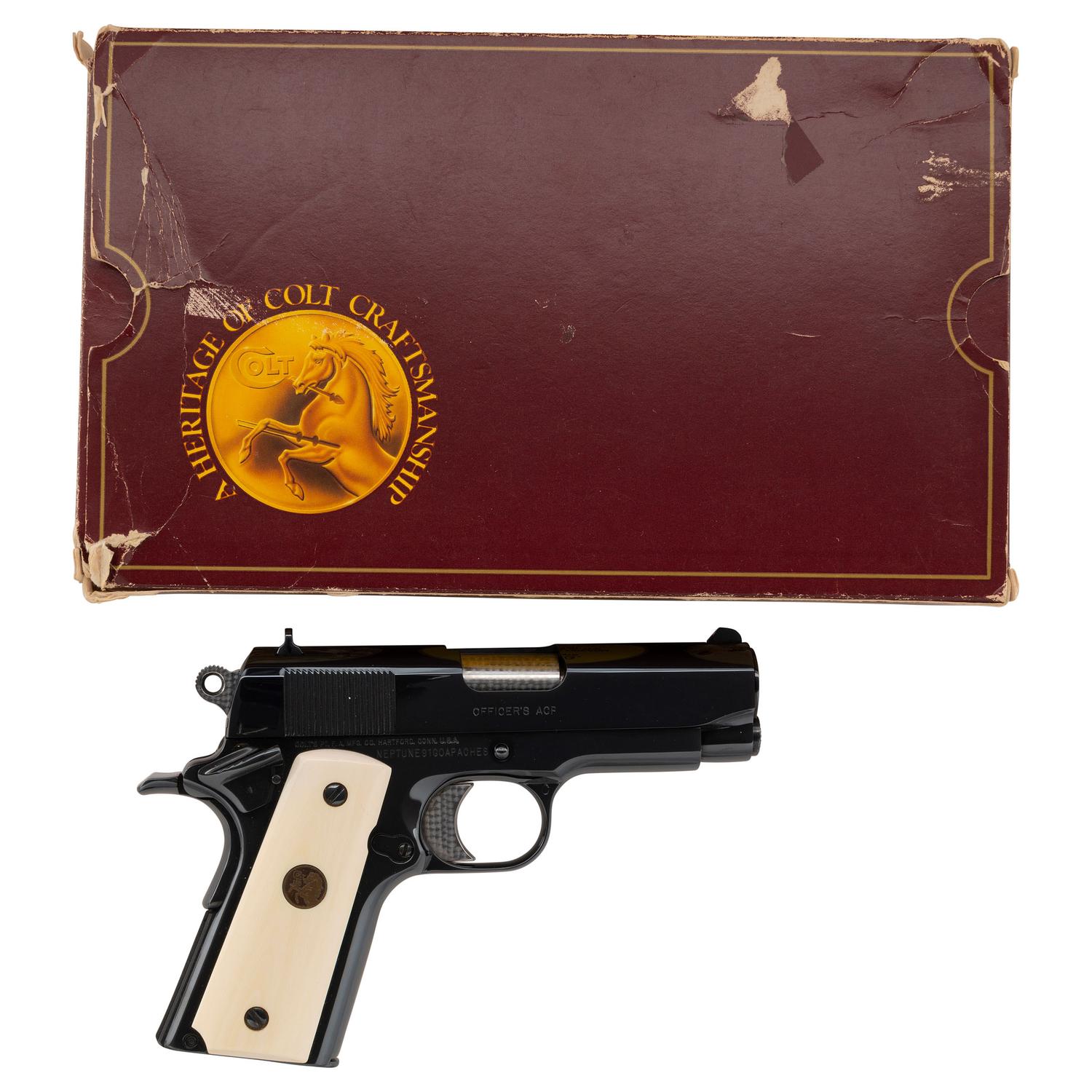 *Colt Custom Shop Series 80 MKIV "Officer's ACP" 1911 Pistol in Factory Box with Custom Serial Number NEPTUNE 91 GO APACHES