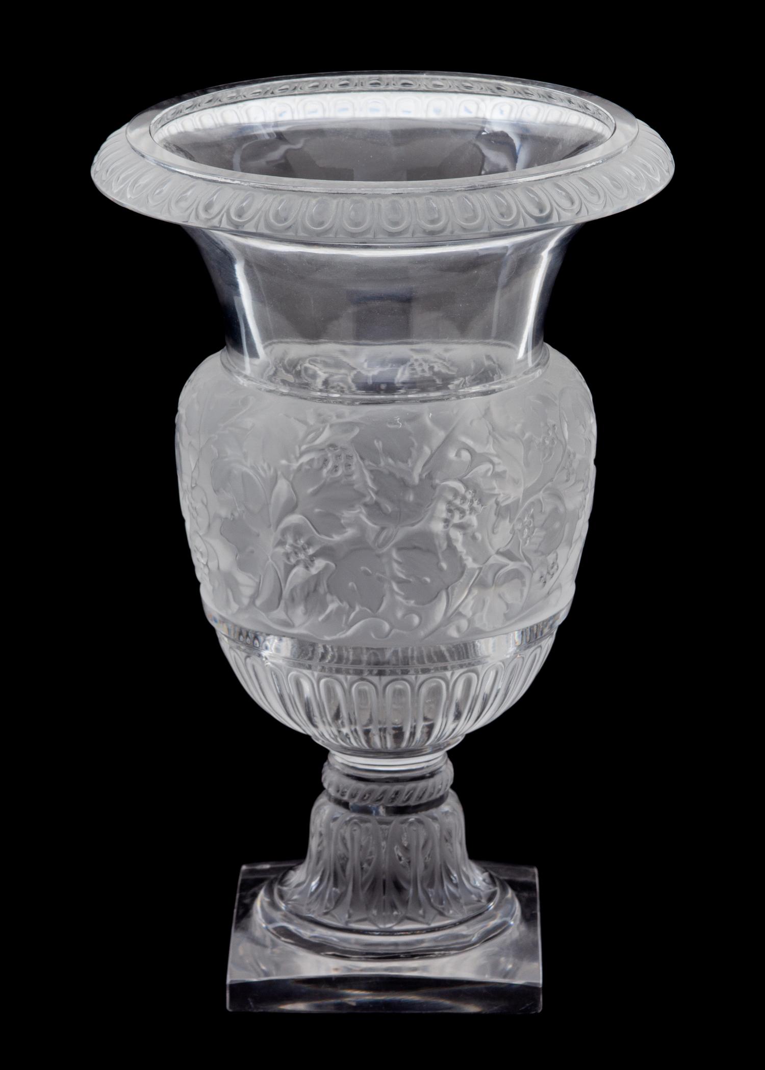 A Lalique Frosted and Molded Glass Vase: Versailles — POST 1945