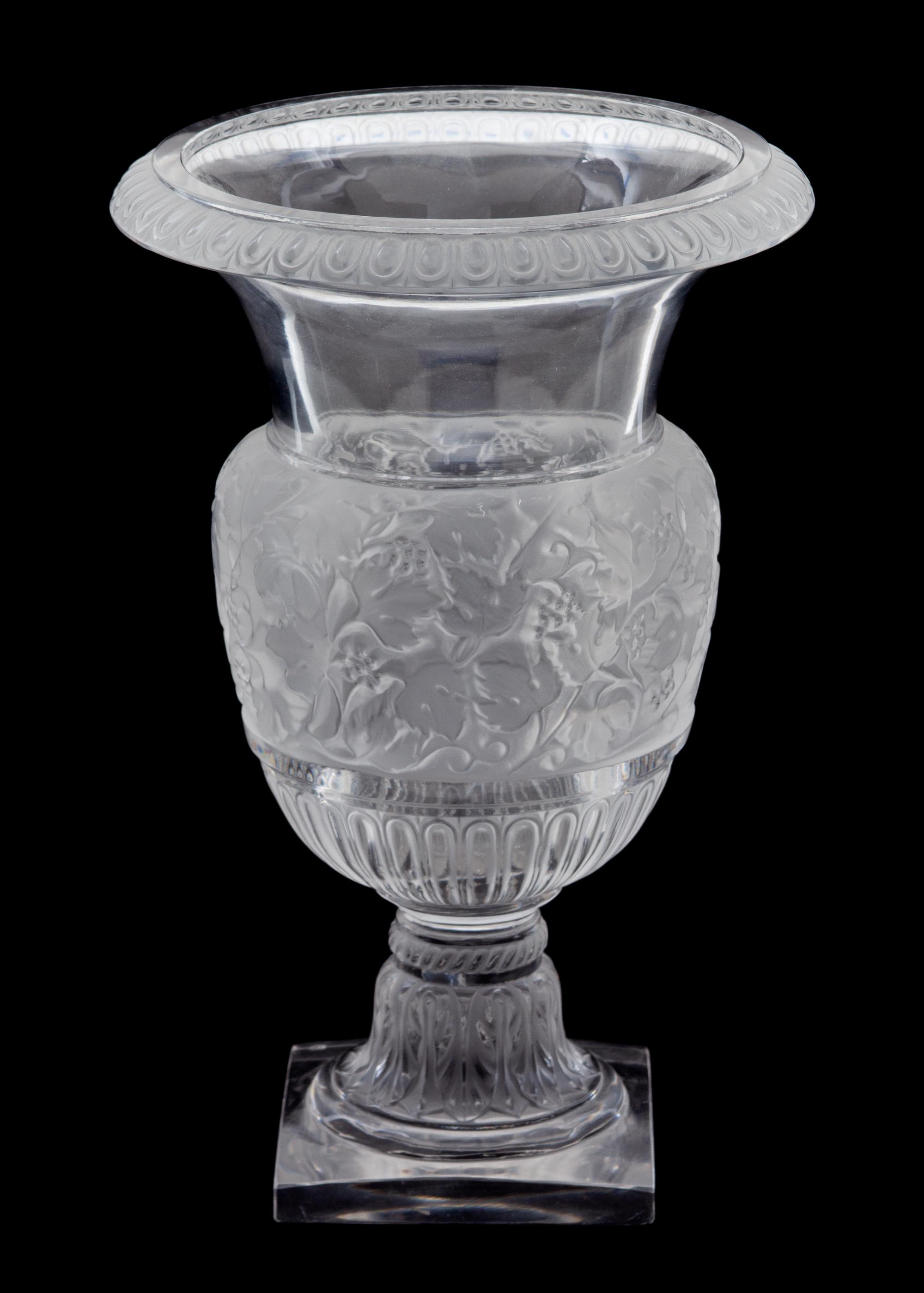 A Lalique Frosted and Molded Glass Vase: Versailles — POST 1945
