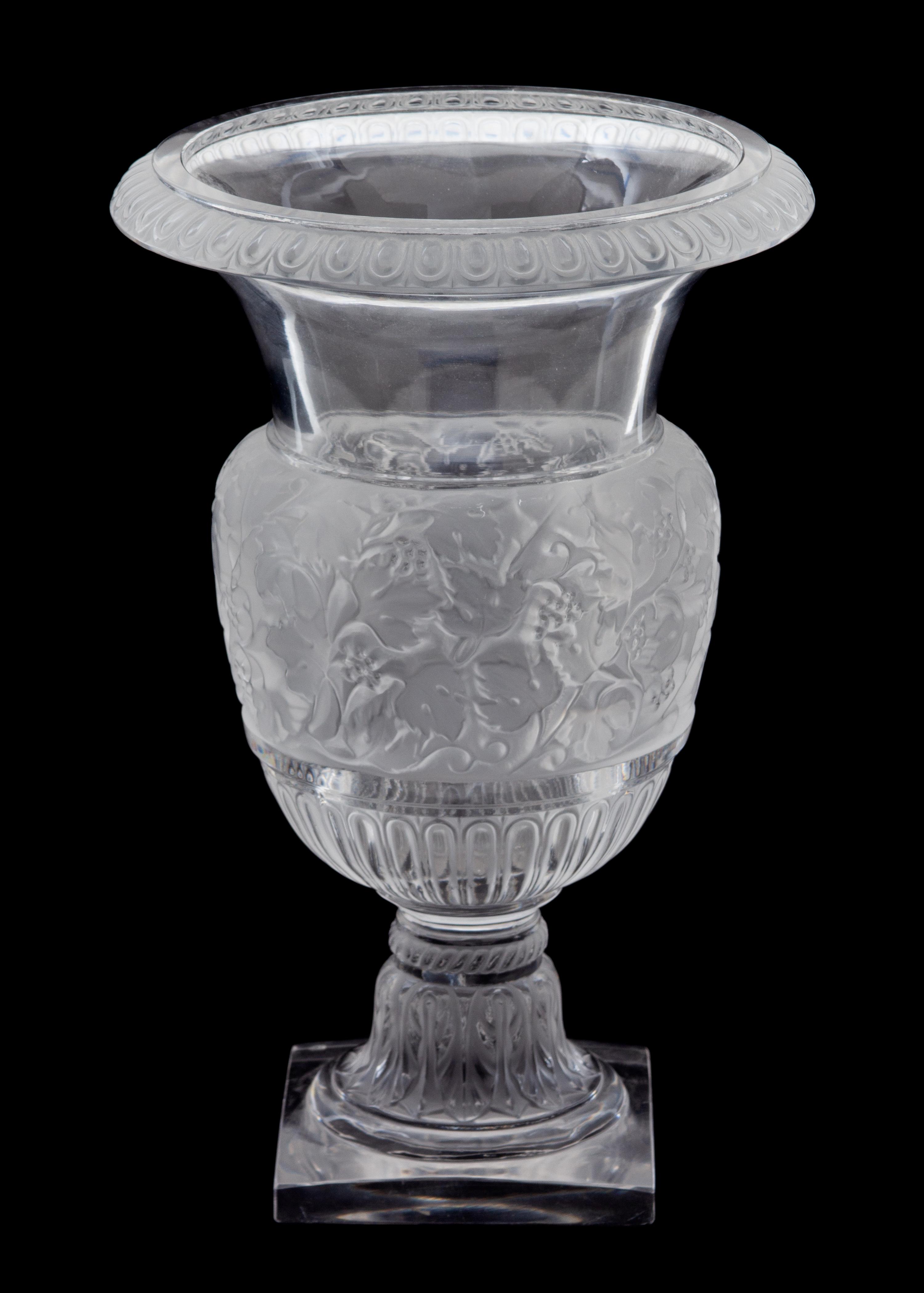 A Lalique Frosted and Molded Glass Vase: Versailles — POST 1945