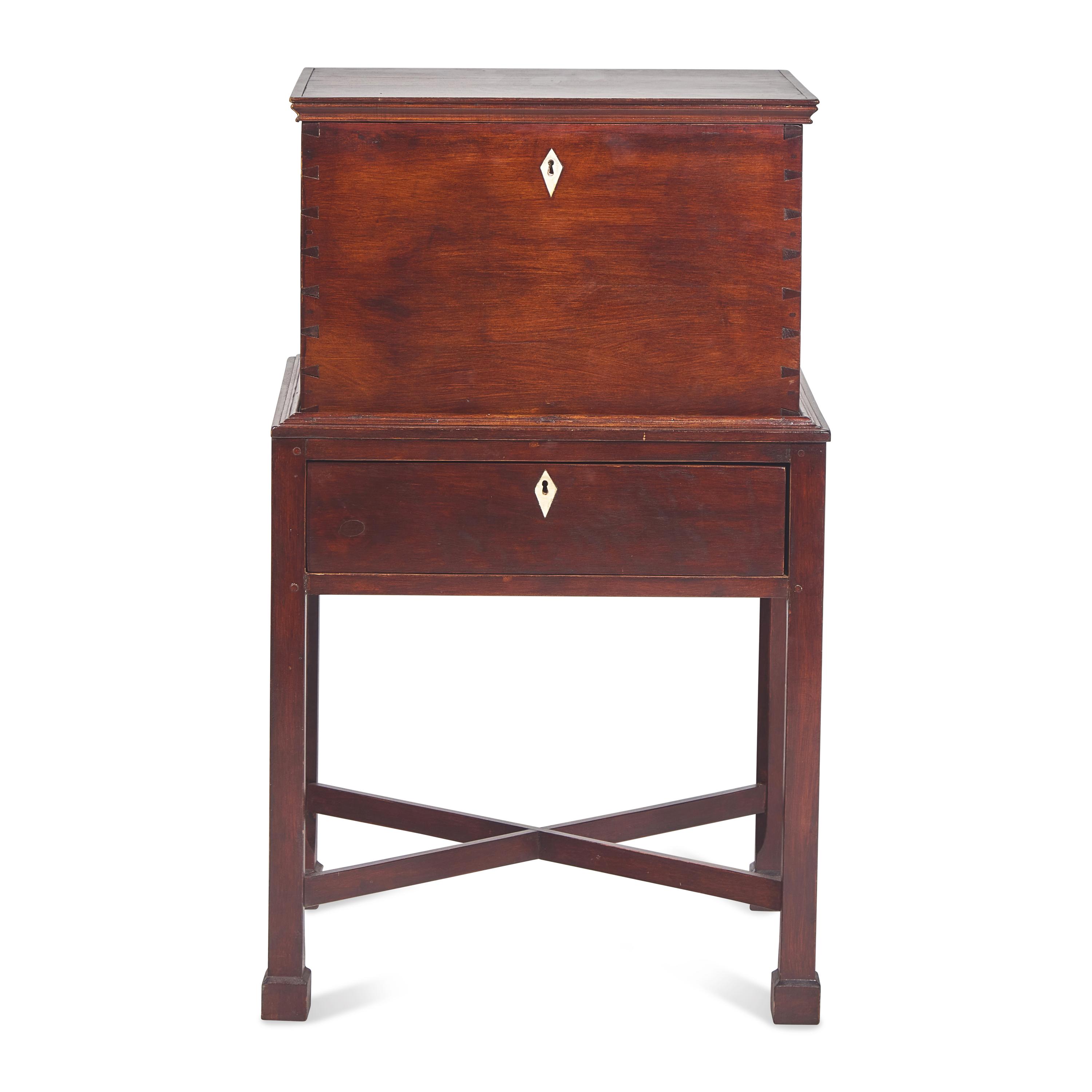 A Chippendale Stained Poplar Cellarette on Stand