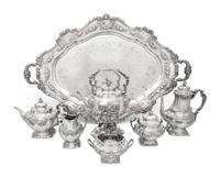 An American Silver Six-Piece Tea and Coffee Service with Tray
