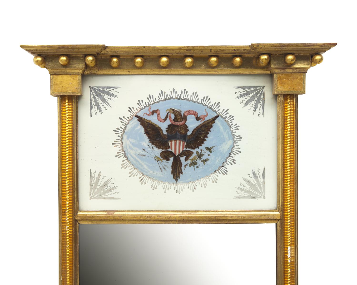A Federal Giltwood and Eglomise Pier Glass