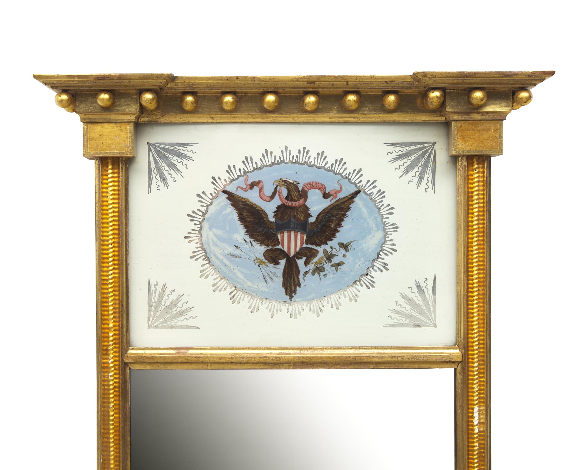 A Federal Giltwood and Eglomise Pier Glass