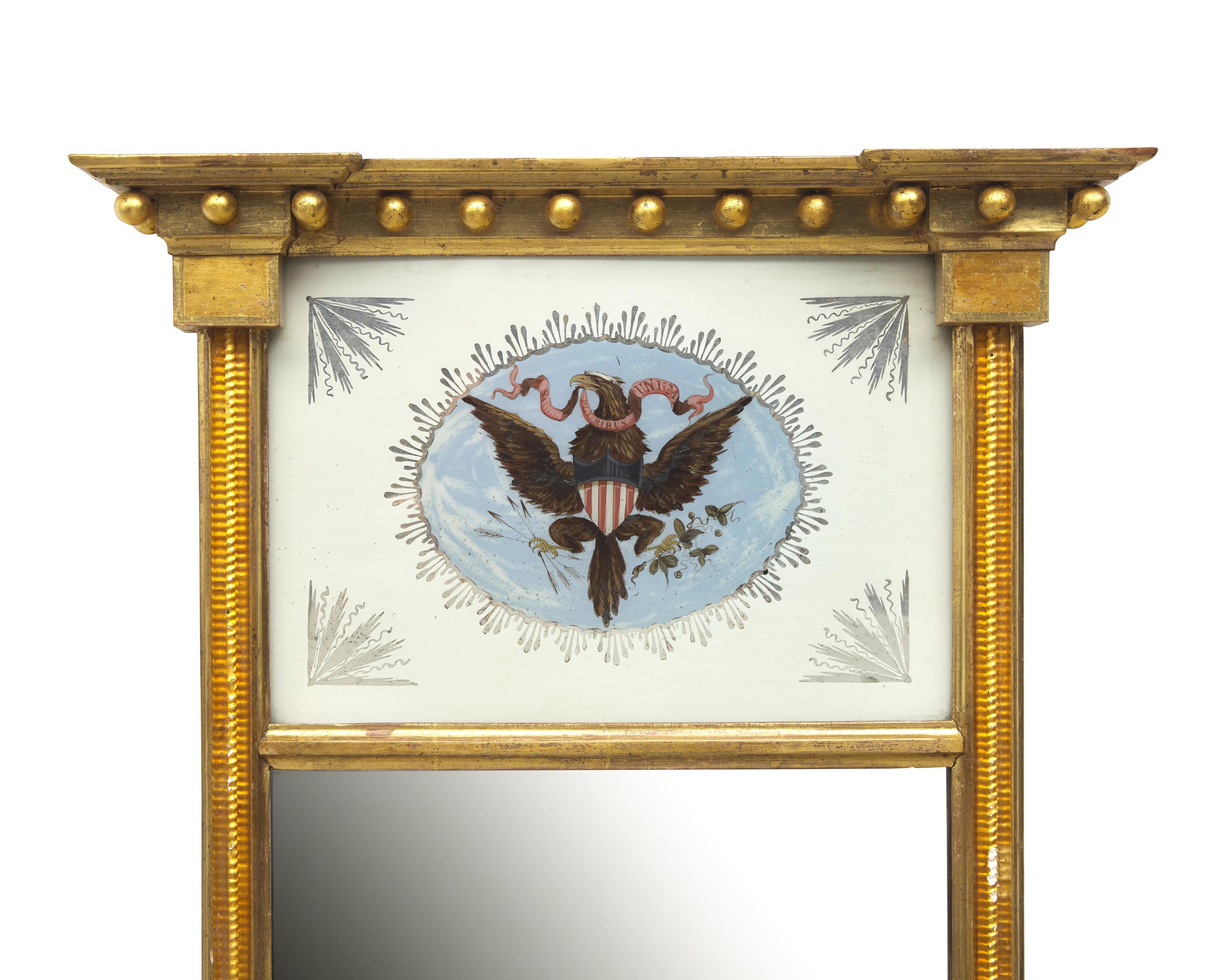 A Federal Giltwood and Eglomise Pier Glass