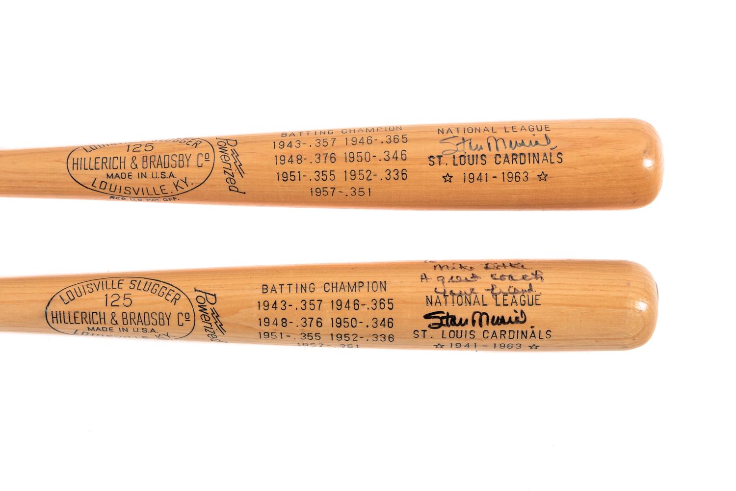 A Group of Stan Musial Signed Autograph Bats Gifted to Mike Ditka Formerly Displayed at Mike Ditka's Restaurant,