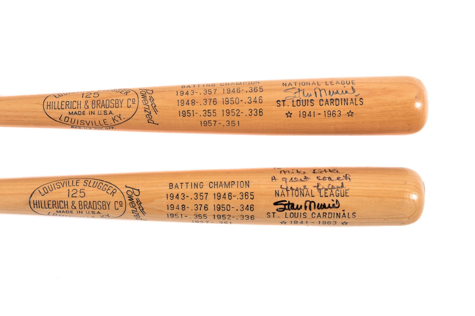 A Group of Stan Musial Signed Autograph Bats Gifted to Mike Ditka Formerly Displayed at Mike Ditka's Restaurant,
