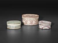 Three Wallpapered Dresser Band Boxes