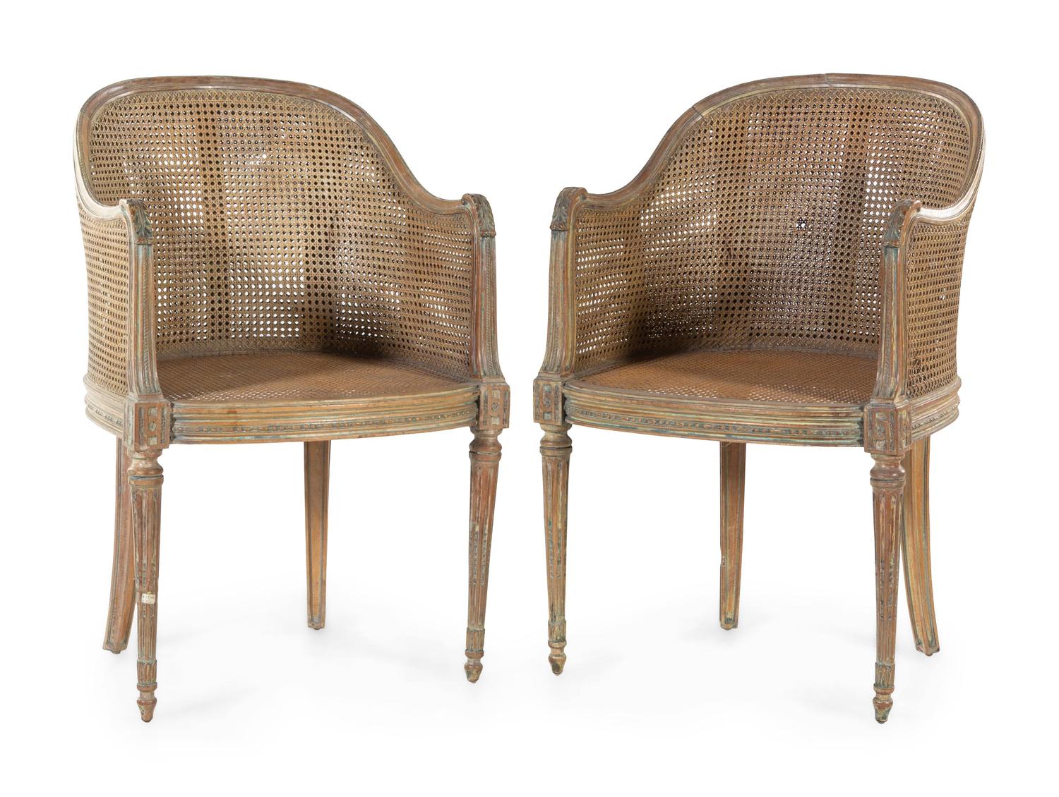 A Pair of Louis XVI Style Bergères
