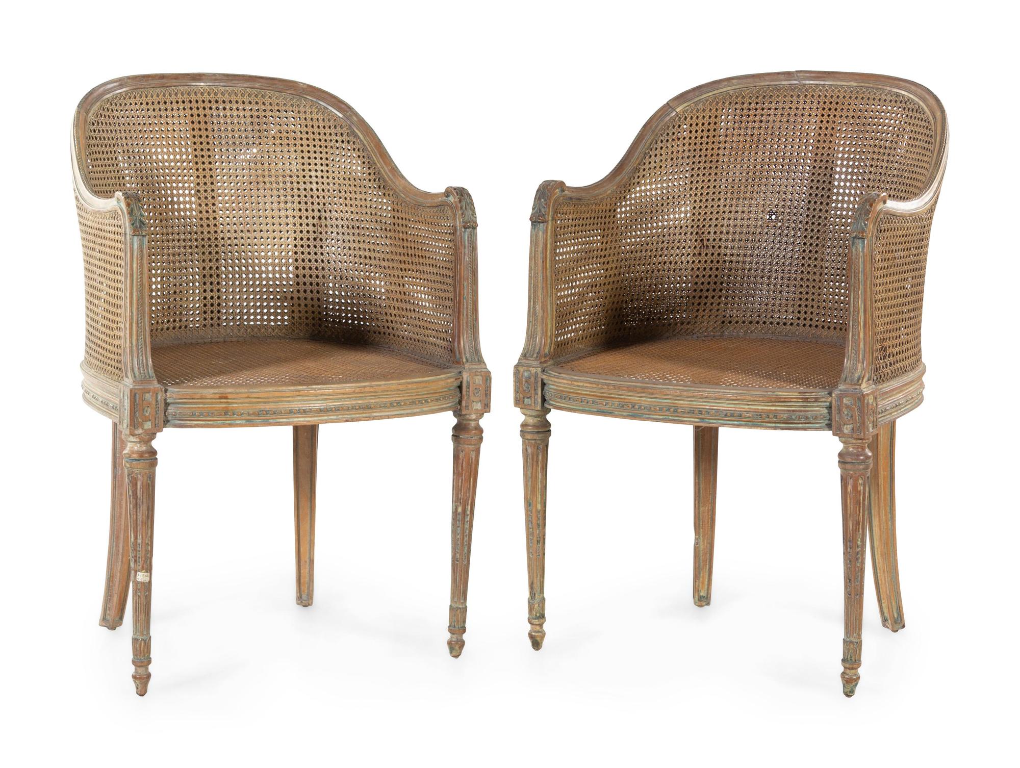 A Pair of Louis XVI Style Bergères