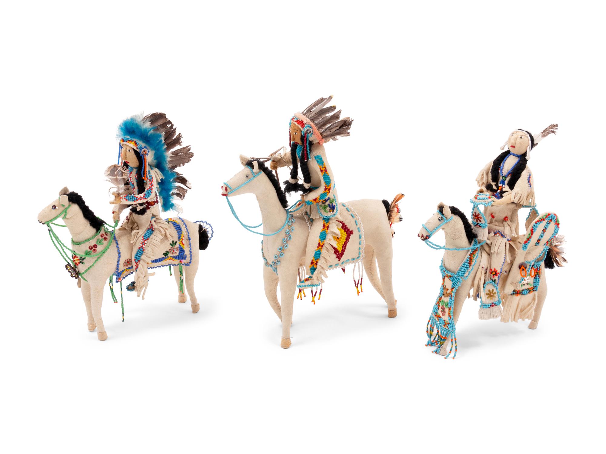 Plateau Beaded Hide Dolls, on Horseback