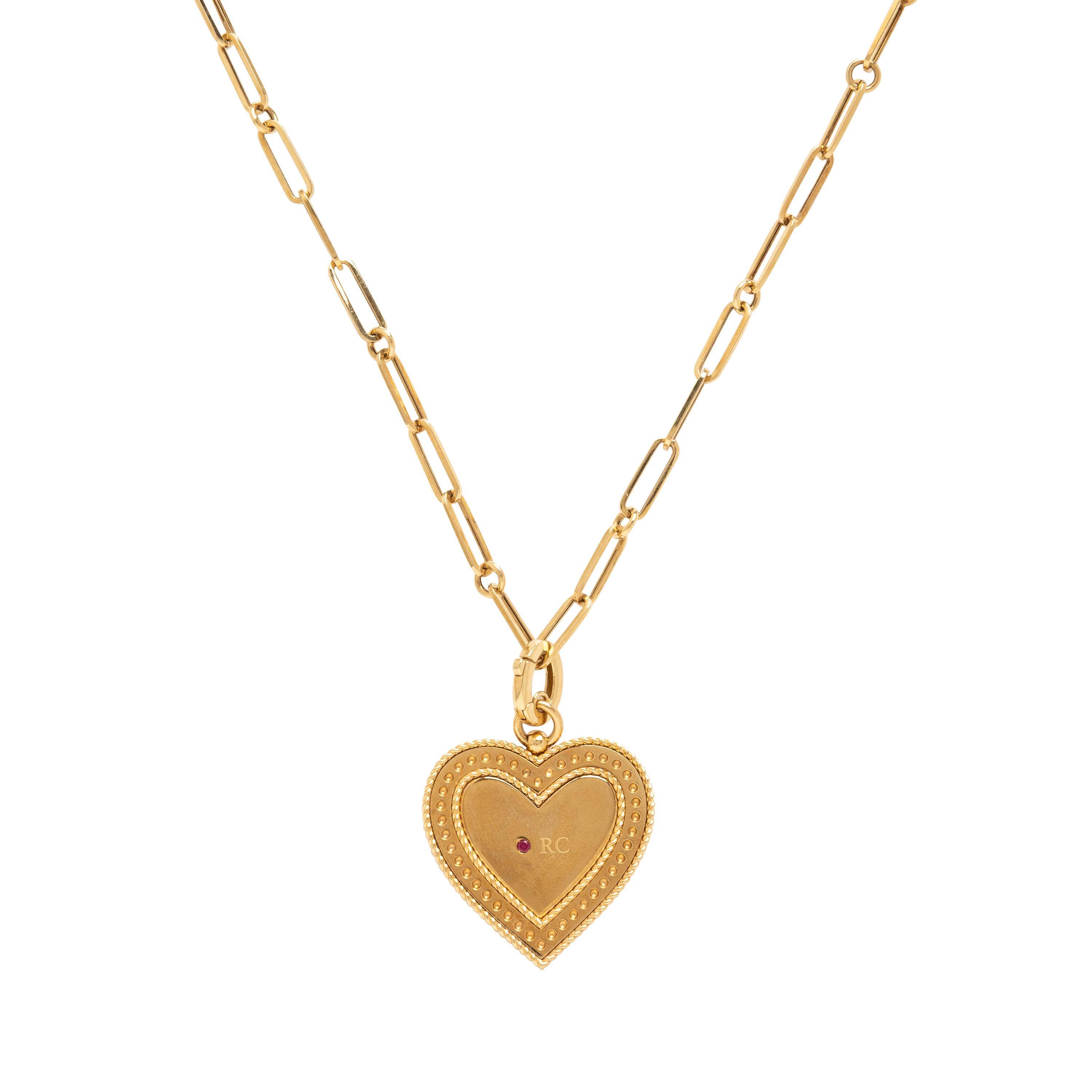 Roberto Coin, Yellow Gold and Diamond Heart Pendant Necklace