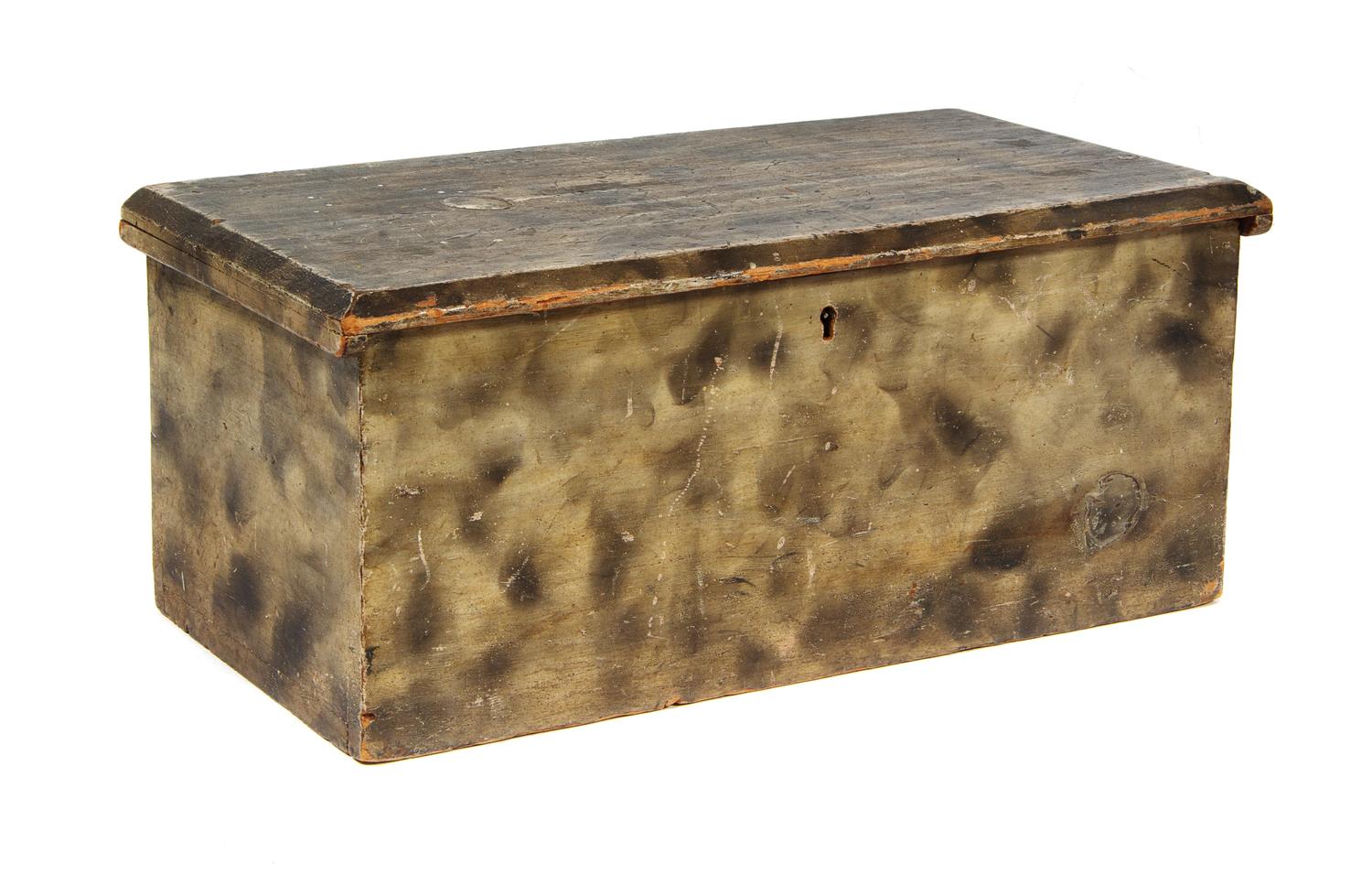 A Federal Smoke-Decorated Pine Document Box