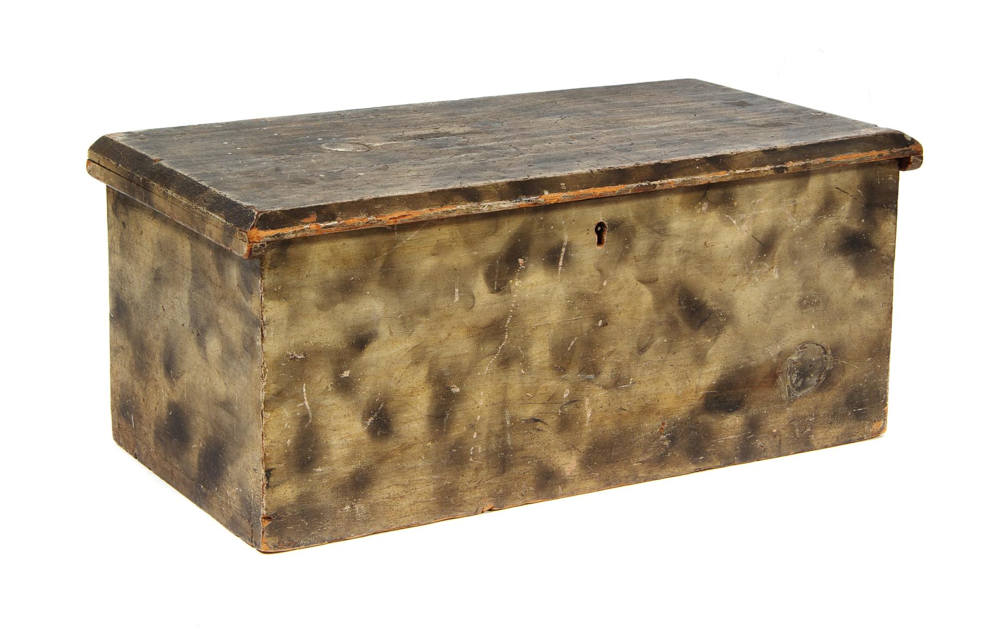 A Federal Smoke-Decorated Pine Document Box