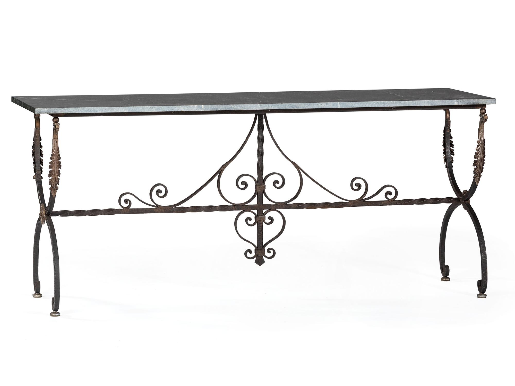 An Empire Revival Iron and Marble Top Console Table