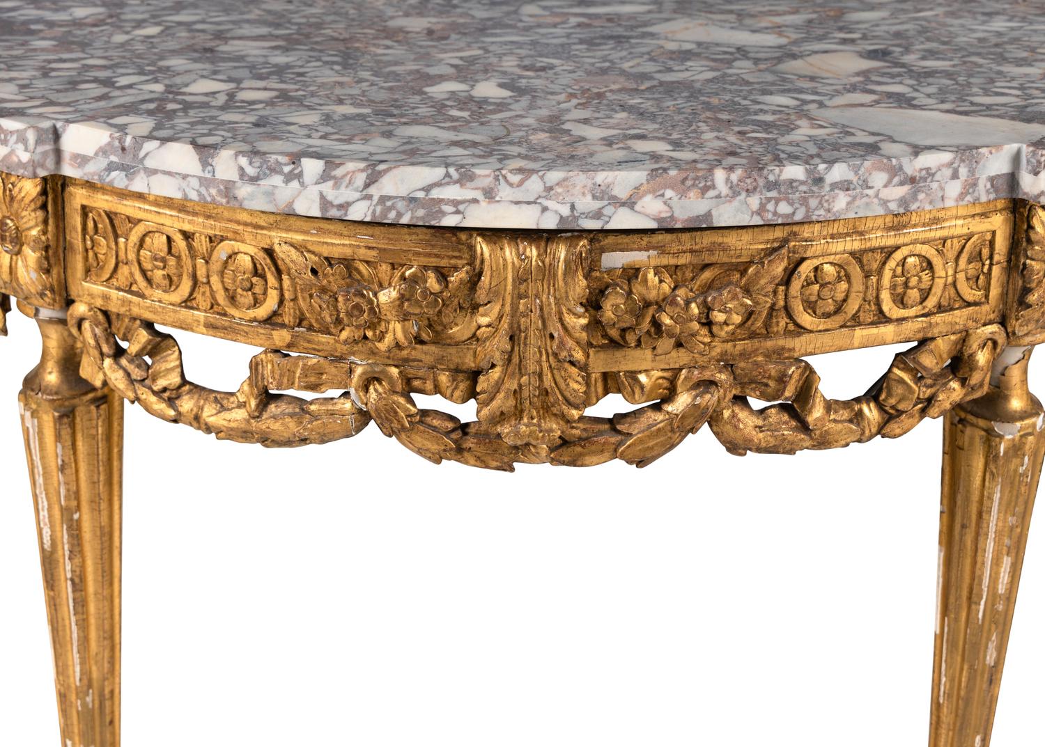 A Continental Neoclassical Giltwood Console Table