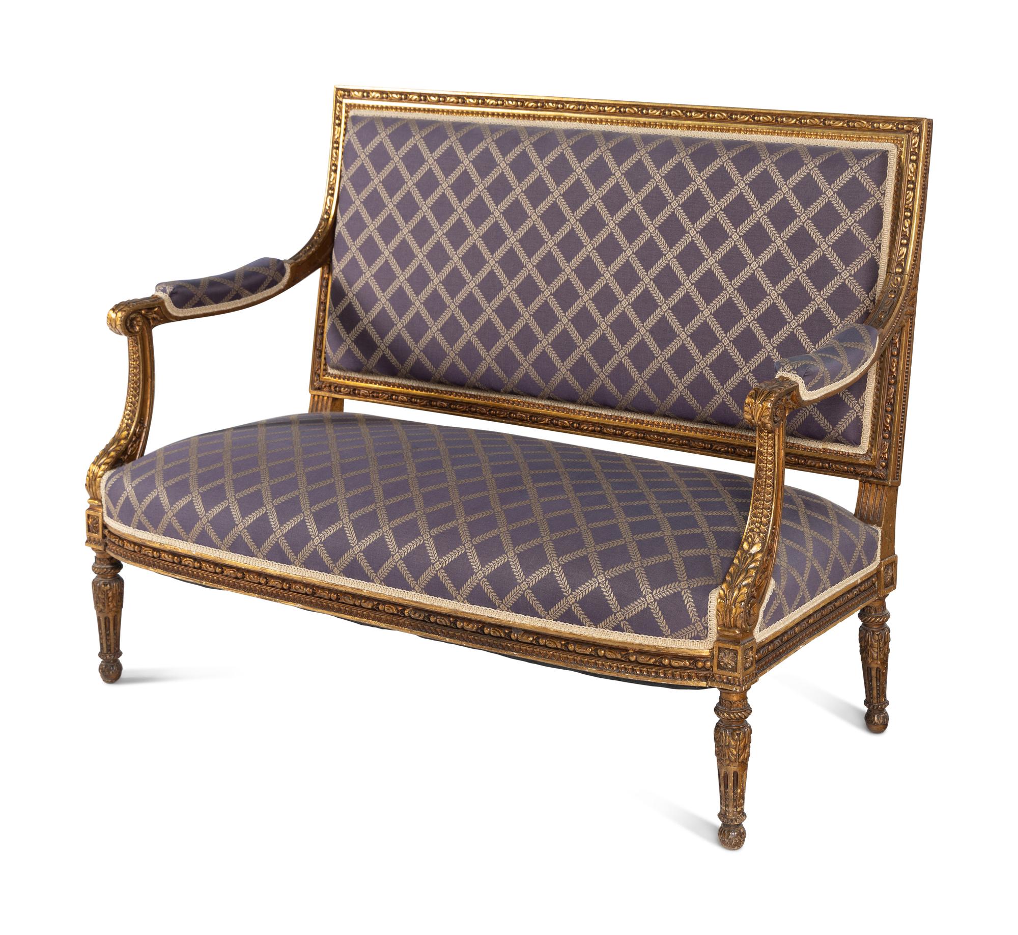 A Louis XVI Style Giltwood Sofa
