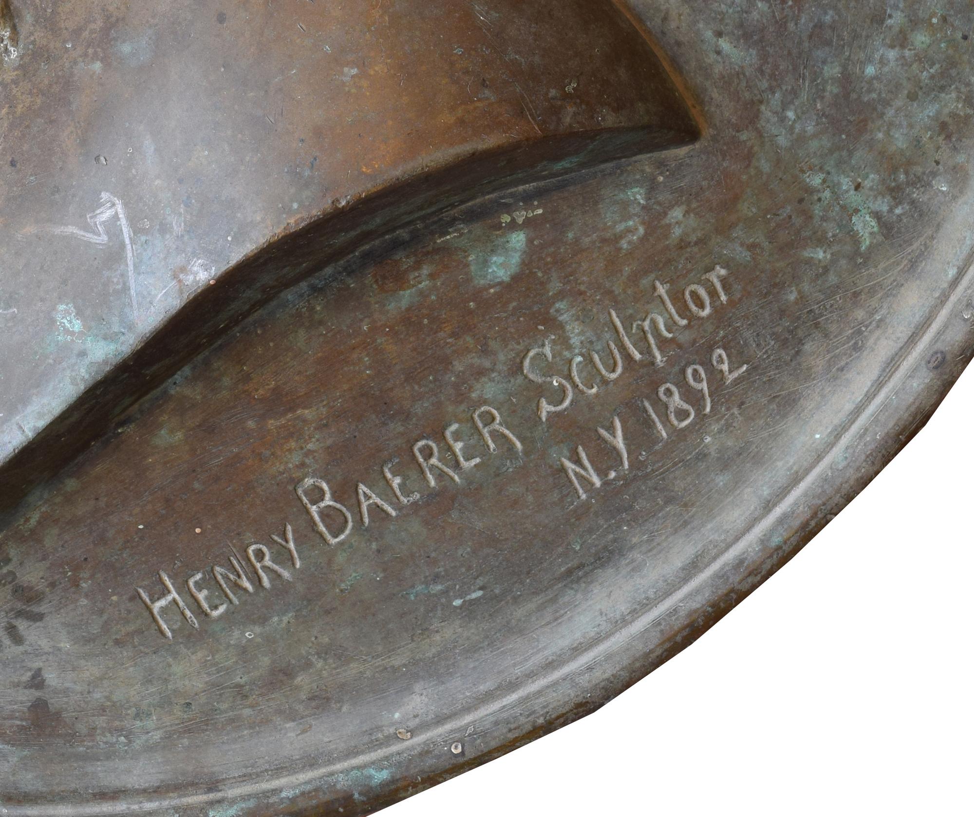 A Bronze Portrait Plaque of Sculptor Henry Baerer 18" W x .75" D x 18" H — United States, 1892