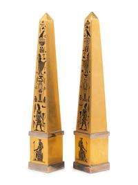 A Pair of Boehm Gilt Porcelain Obelisks