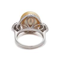 CULTURED GOLDEN SOUTH SEA PEARL AND DIAMOND RING
