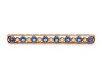 SAPPHIRE AND SEED PEARL BAR BROOCH