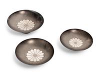 A Set of Three Japanese Silver Sake Cups