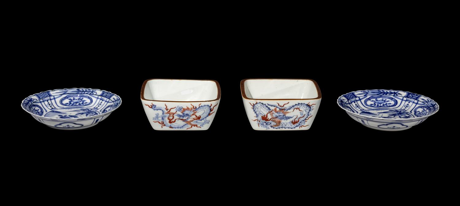 Four Japanese Blue and White Porcelain Wares