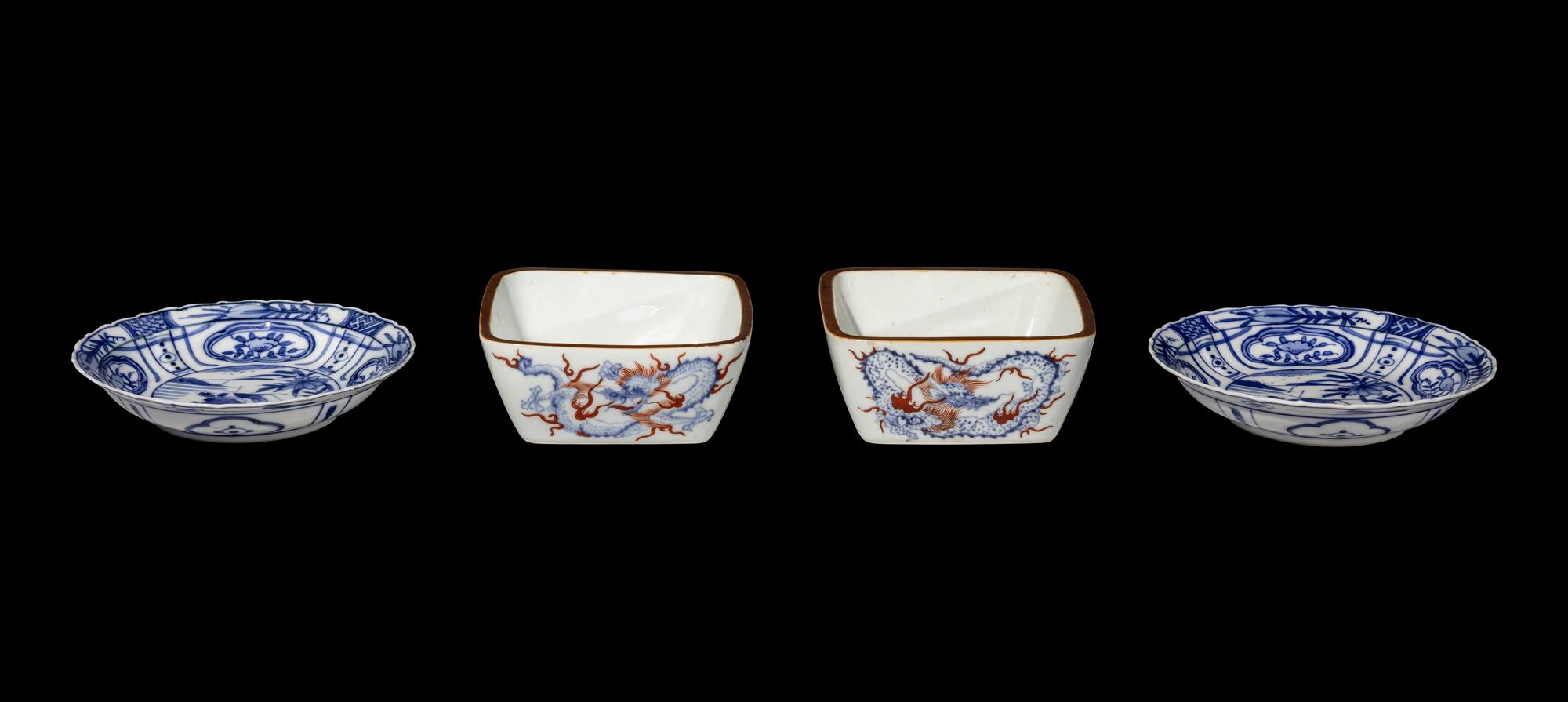 Four Japanese Blue and White Porcelain Wares