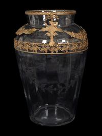 A French Gilt Bronze Mounted Etched Glass Vase