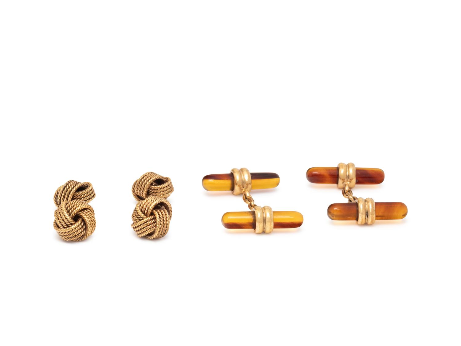 TWO PAIR OF GOLD CUFFLINKS