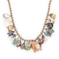 Shell, Multigem, and Yellow Gold Shell Charm Necklace