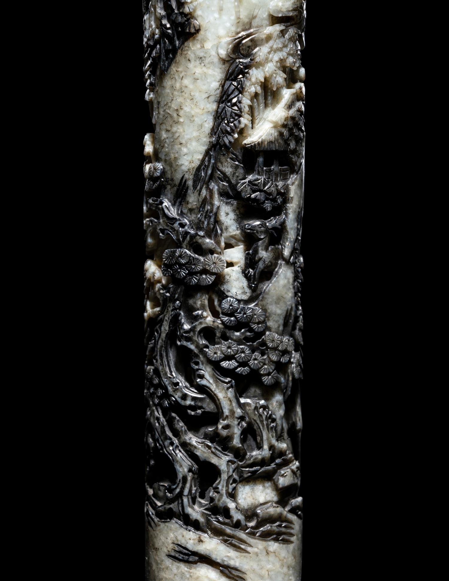 A Carved Black and White Jade Parfumier