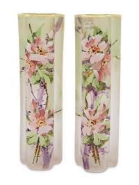 A Pair of French Enameled Glass Vases