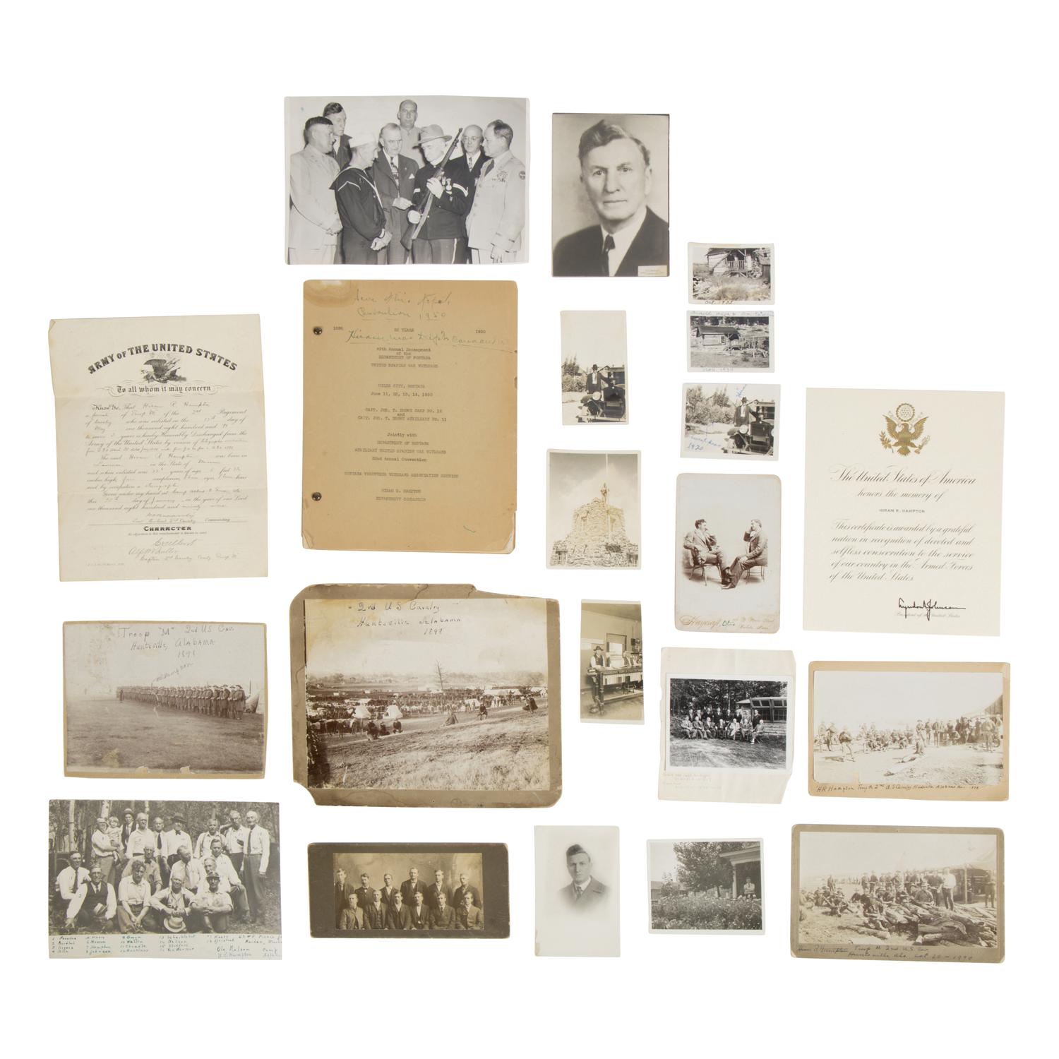 [Spanish-American War]. Photographs and an American flag collected by Spanish American War Veteran Hiram Hampton.