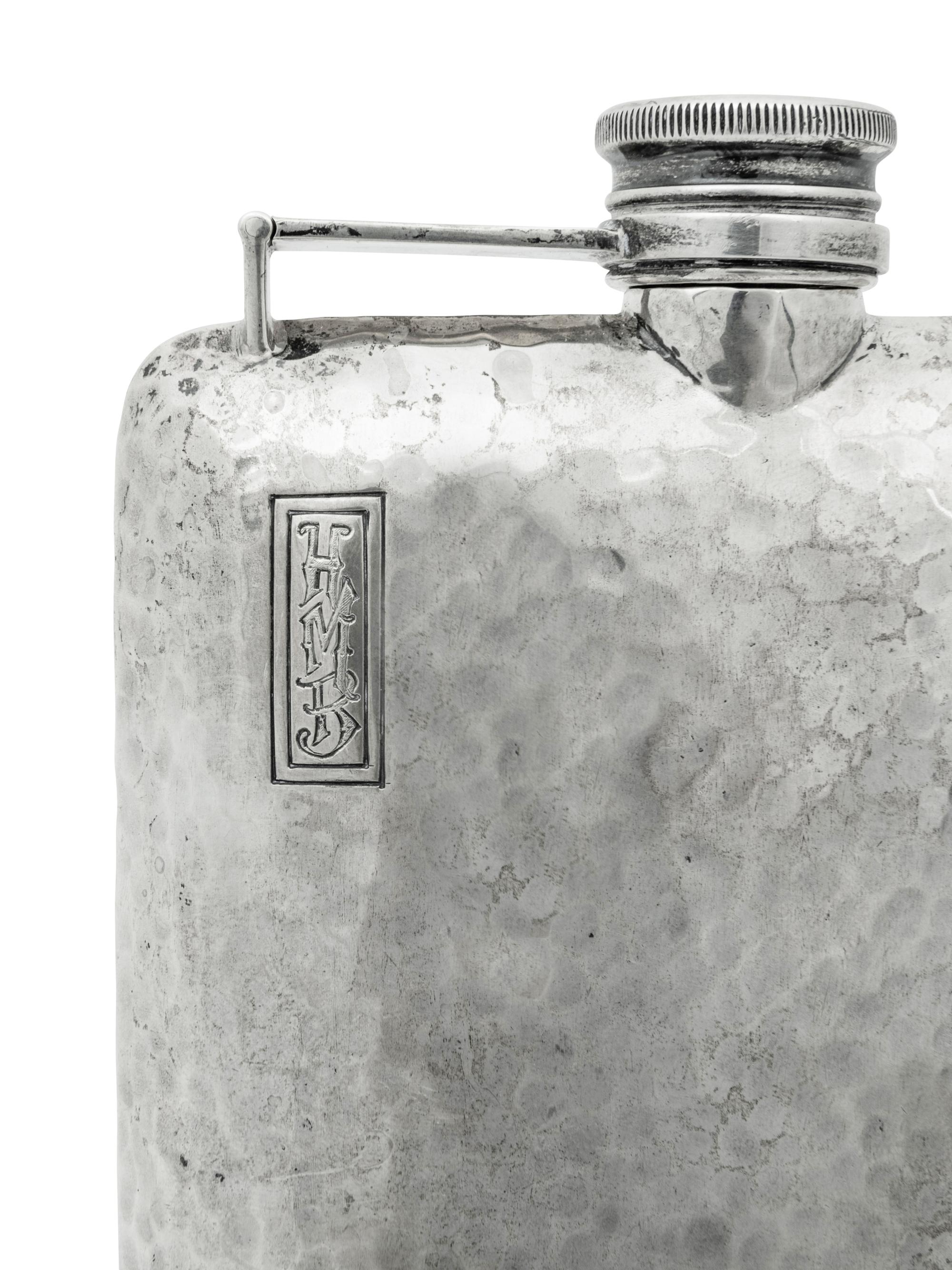 An International Hammered Silver Flask