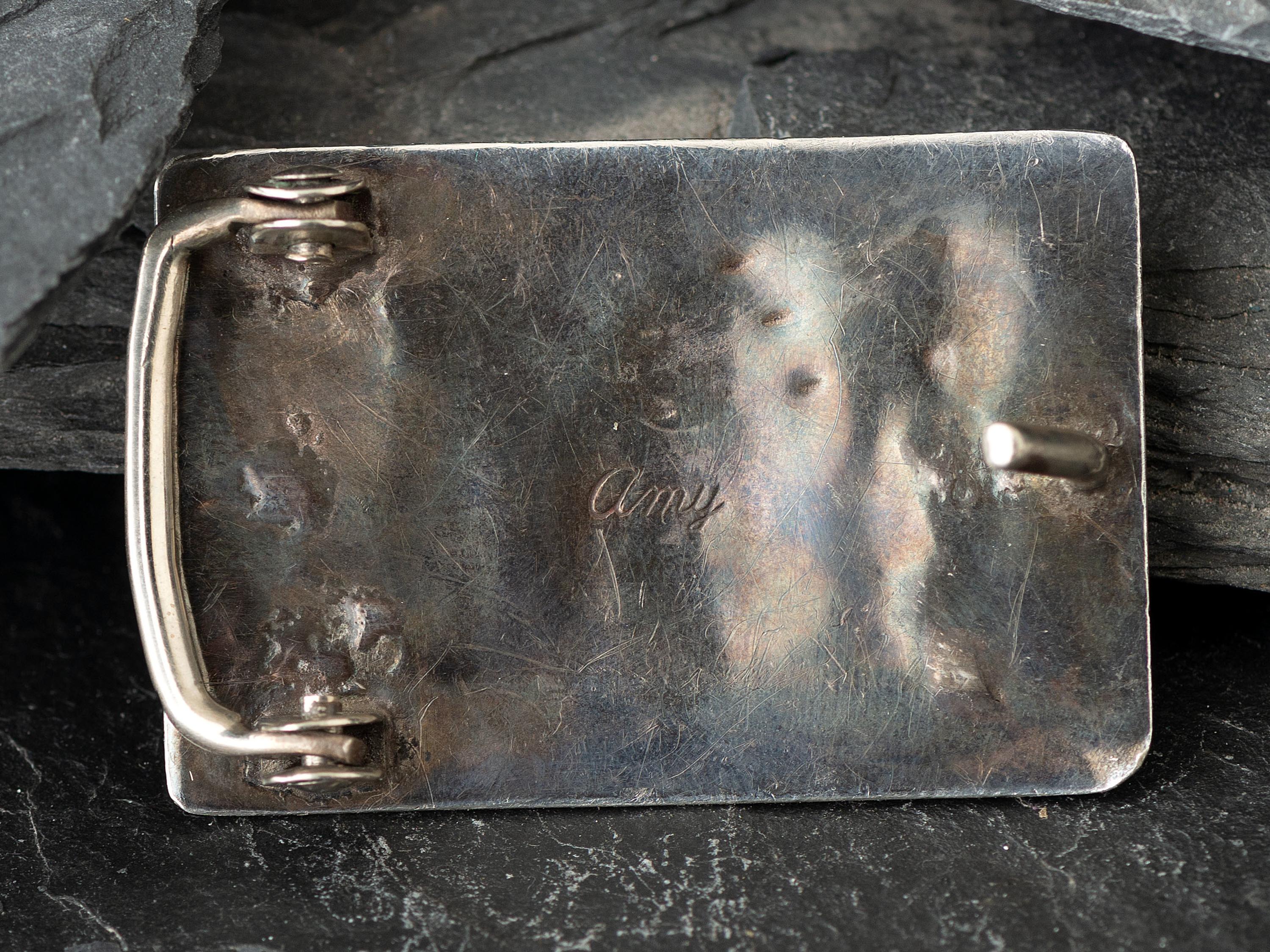 Silver and Channel Inlay Turquoise Belt Buckle