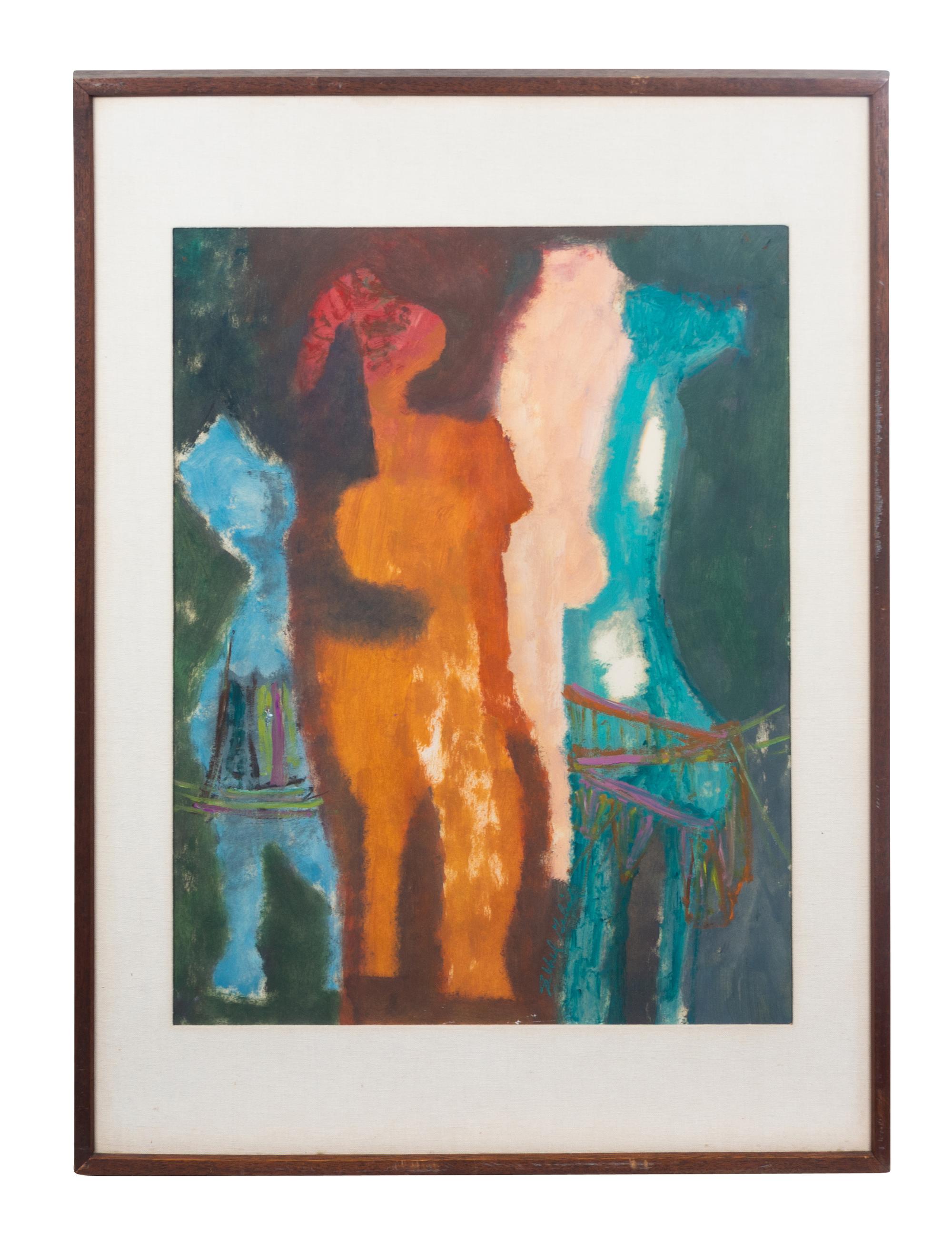 American School (20th century) Abstract Figures gouache on…