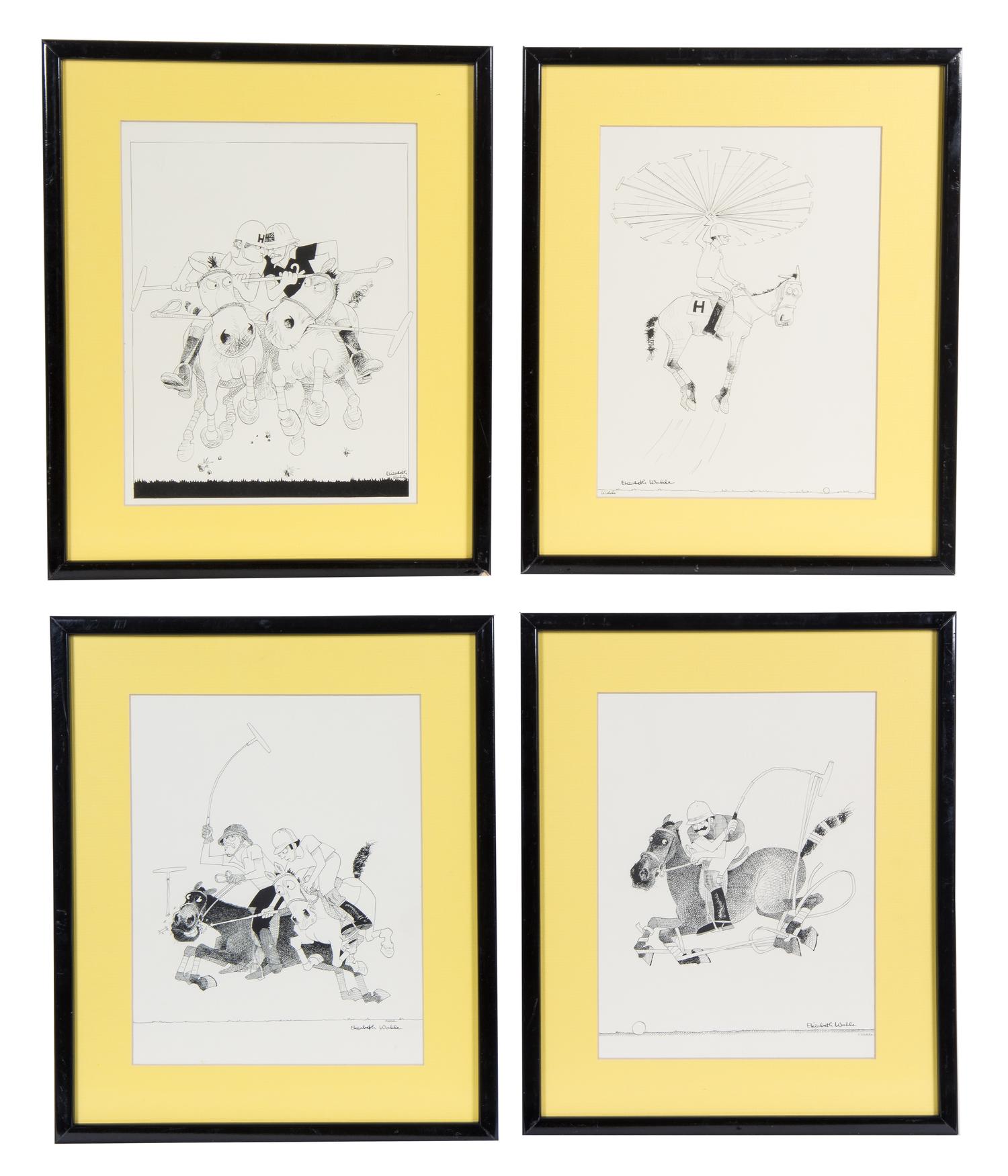 Elizabeth Wahle, (20th century), Polo Players (4 prints)