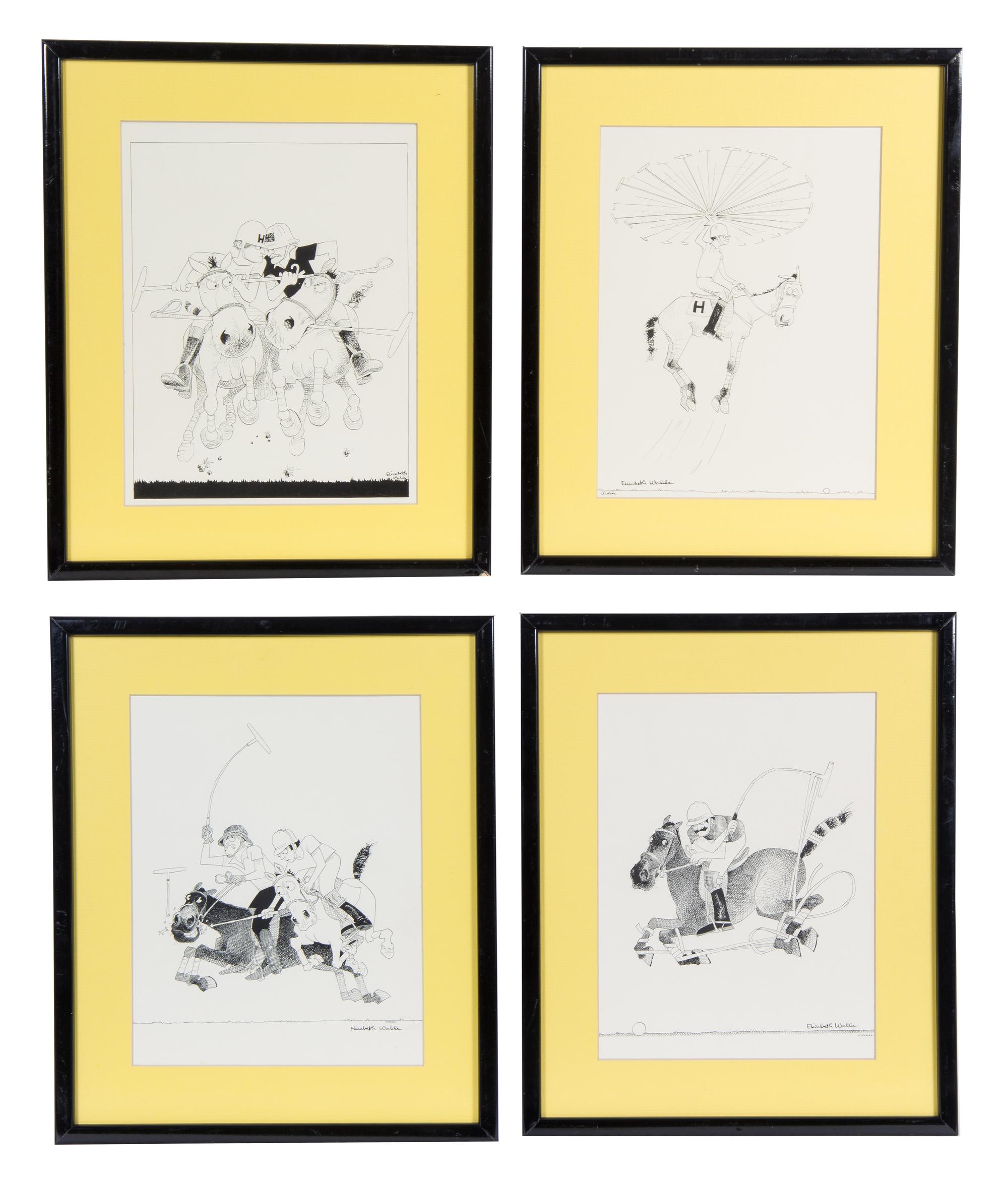 Elizabeth Wahle, (20th century), Polo Players (4 prints)