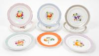 A Set of Eight Continental Porcelain Plates Diameter 8 1/4 inches.