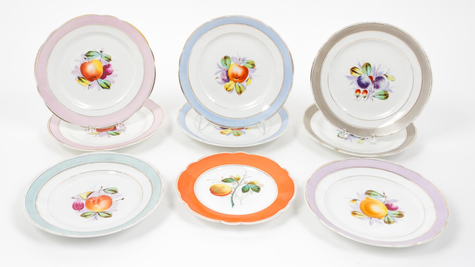 A Set of Eight Continental Porcelain Plates Diameter 8 1/4 inches.
