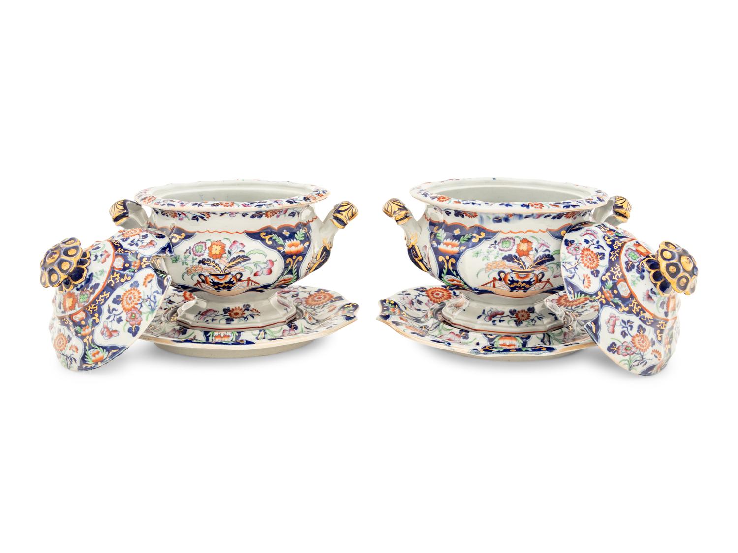 A Pair of English Ironstone Sauce Tureens