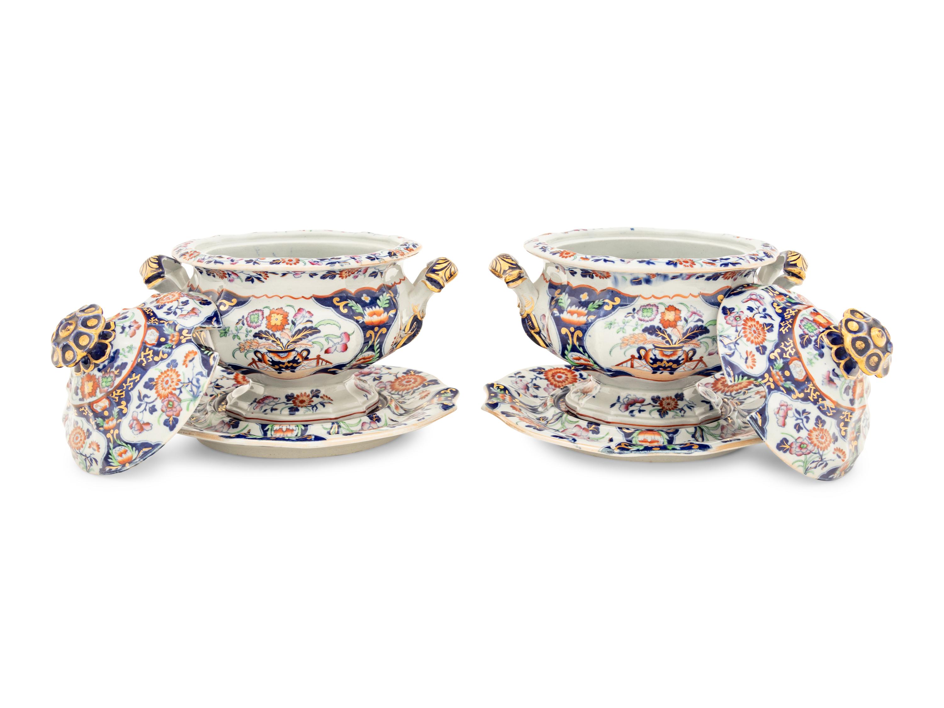 A Pair of English Ironstone Sauce Tureens