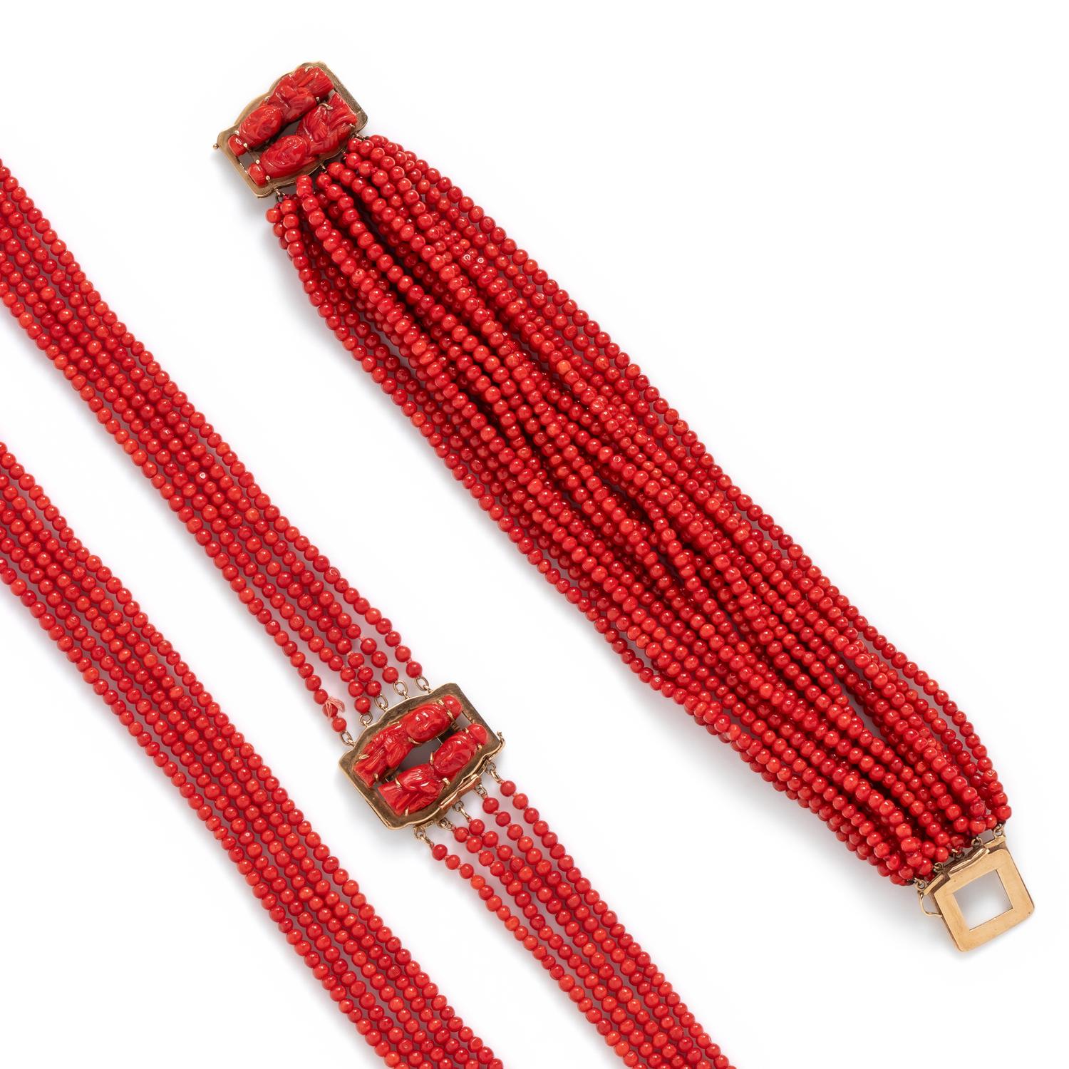 MULTISTRAND CORAL BEAD SET