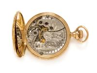 A 14 Karat Yellow Gold and Diamond Hunter Case Pocket Watch, Waltham, Circa 1893, 20.70 dwts.