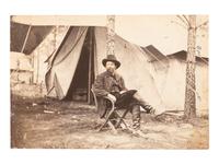 [CIVIL WAR]. A group of 2 albumen photographs of Cold Harbor, Virginia, incl. post-battle scene and Charles A. Dana, Assistant Secretary of War, at camp. [June 1864].
